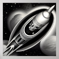 B&W Retro Rocket