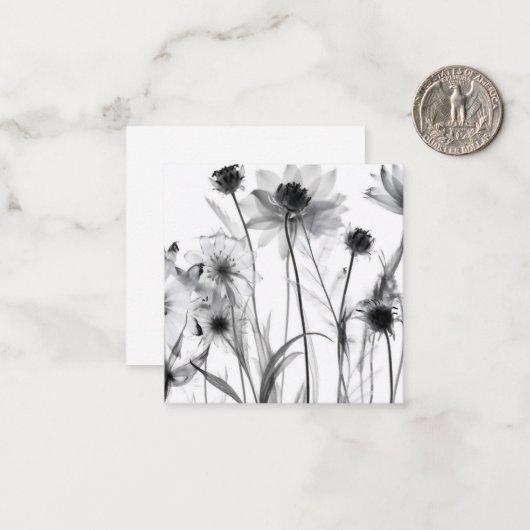 B&W röntgenbloemen Notitiekaartje (Voorkant / Achterkant in situ)