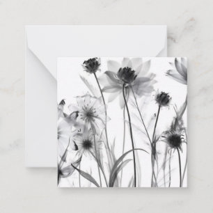 B&W röntgenbloemen Notitiekaartje