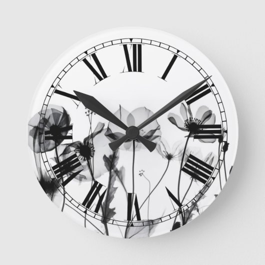 B&W Röntgenbloemen Ronde Klok (Voorkant)