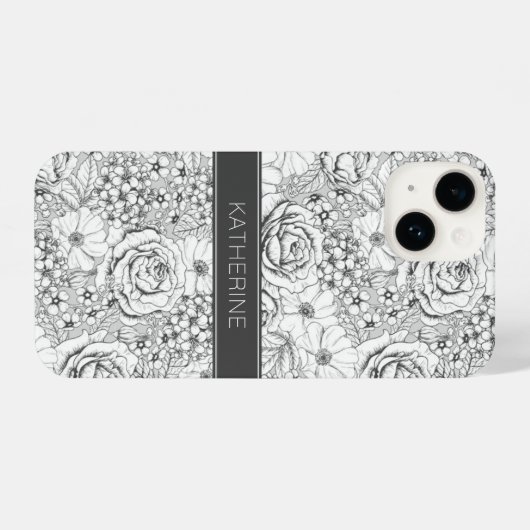 B&W-Roos voor ventilatortuin iPhone Hoesje (Achterkant horizontaal)