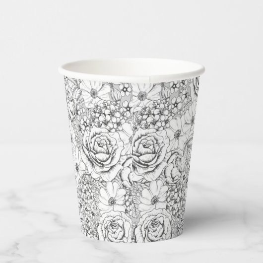 B&W-Roos voor ventilatortuin Papieren Bekers (Rechts)