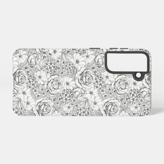 B&W-Roos voor ventilatortuin Samsung Galaxy Hoesje (Achterkant horizontaal)