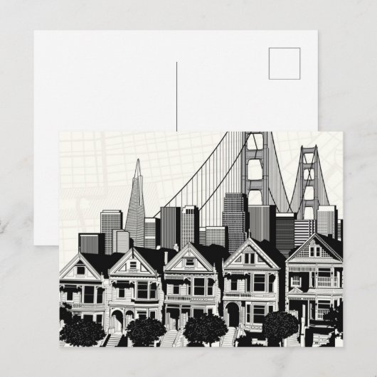 B&W San Francisco California Briefkaart (Voorkant / Achterkant)