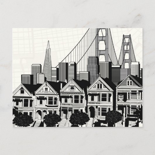 B&W San Francisco California Briefkaart (Voorkant)