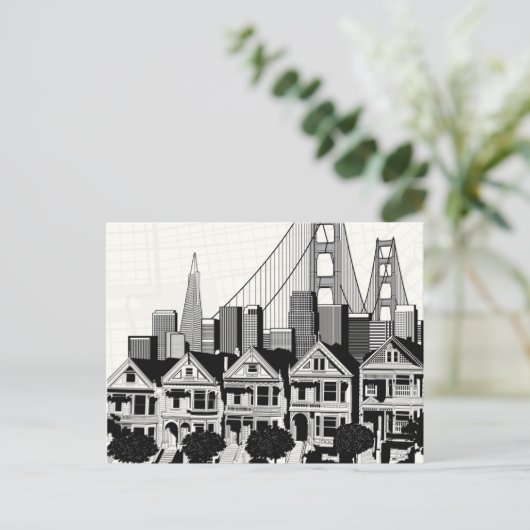 B&W San Francisco California Briefkaart (Staand voorkant)