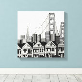 B&W San Francisco California Canvas Afdruk (Insitu (Houten vloer))