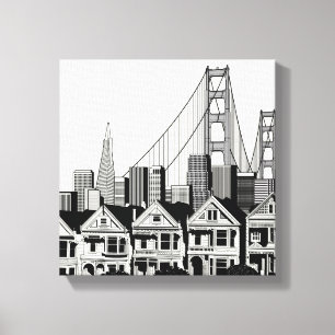 B&W San Francisco California Canvas Afdruk