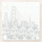 B&W San Francisco California Glazen Onderzetter (Achterkant)