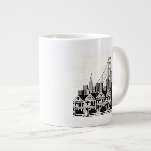 B&W San Francisco California Grote Koffiekop (Voorkant rechts)