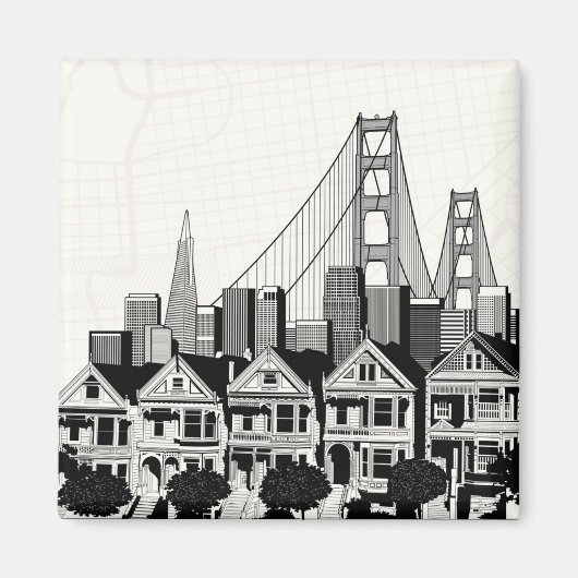 B&W San Francisco California Magneet (Voorkant)