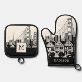 B&W San Francisco California Ovenwant & Pannenlap Set (Voorkant)