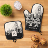 B&W San Francisco California Ovenwant & Pannenlap Set (Top down)