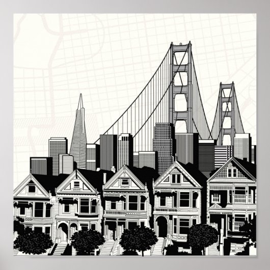 B&W San Francisco California Poster (Voorkant)