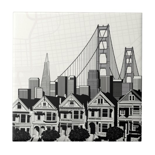 B&W San Francisco California Tegeltje (Voorkant)