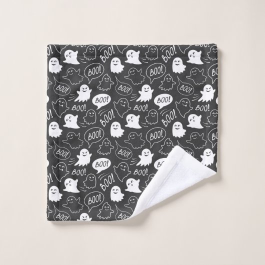 B&W Schattigee Doodle Halloween Patroon Bad Handdoek (Wasdoekje)