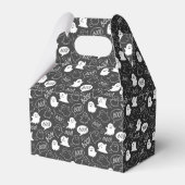 B&W Schattigee Doodle Halloween Patroon Bedankdoosjes (Achterkant)