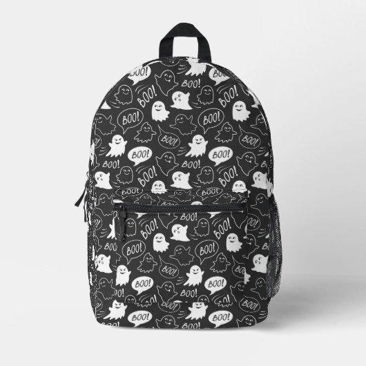 B&W Schattigee Doodle Halloween Patroon Bedrukte Rugzak (Voorkant)