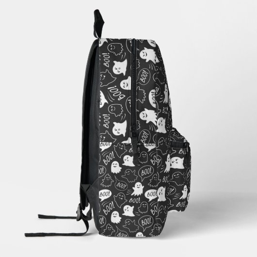 B&W Schattigee Doodle Halloween Patroon Bedrukte Rugzak (Links)