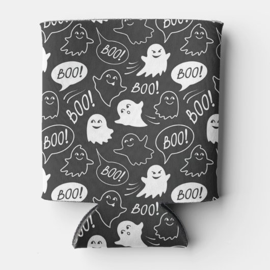 B&W Schattigee Doodle Halloween Patroon Blikjeskoeler (Voorkant)