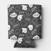 B&W Schattigee Doodle Halloween Patroon Blikjeskoeler (Achterkant)