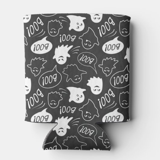 B&W Schattigee Doodle Halloween Patroon Blikjeskoeler (Achterkant)