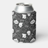 B&W Schattigee Doodle Halloween Patroon Blikjeskoeler (Blikje Achterkant)