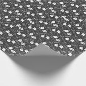 B&W Schattigee Doodle Halloween Patroon Cadeaupapier (Hoek)