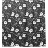 B&W Schattigee Doodle Halloween Patroon Douchegordijn (Voorkant)