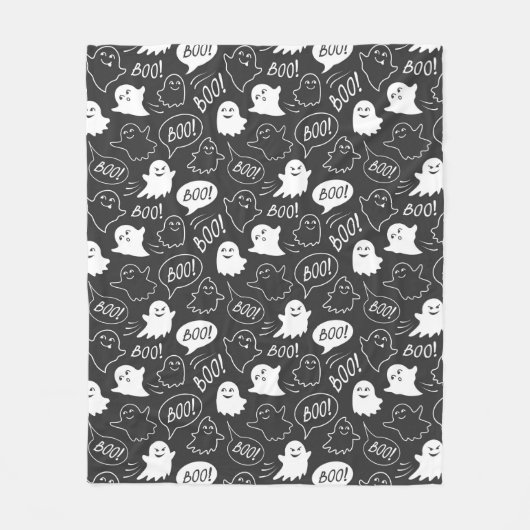 B&W Schattigee Doodle Halloween Patroon Fleece Deken (Voorkant)
