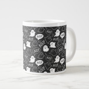 B&W Schattigee Doodle Halloween Patroon Grote Koffiekop
