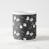 B&W Schattigee Doodle Halloween Patroon Grote Koffiekop (Voorkant)