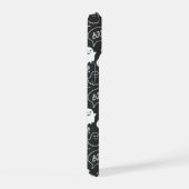 B&W Schattigee Doodle Halloween Patroon iPhone 15 Case (Rechterkant)