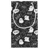B&W Schattigee Doodle Halloween Patroon Klein Cadeauzakje (Achterkant)