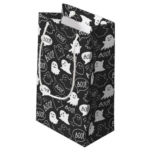 B&W Schattigee Doodle Halloween Patroon Klein Cadeauzakje (Achterkant Gekanteld)