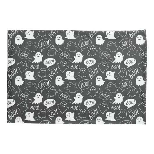 B&W Schattigee Doodle Halloween Patroon Kussensloop (Achterkant)