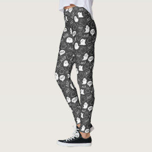 B&W Schattigee Doodle Halloween Patroon Leggings
