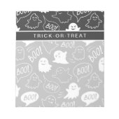 B&W Schattigee Doodle Halloween Patroon Notitieblok (Voorkant)
