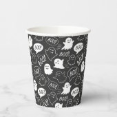 B&W Schattigee Doodle Halloween Patroon Papieren Bekers (Links)