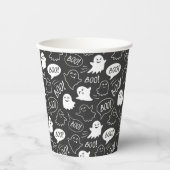 B&W Schattigee Doodle Halloween Patroon Papieren Bekers (Voorkant)