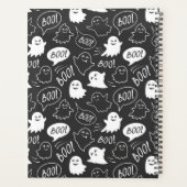 B&W Schattigee Doodle Halloween Patroon Planner (Achterkant)