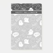 B&W Schattigee Doodle Halloween Patroon Post-it® Notes (Voorkant)