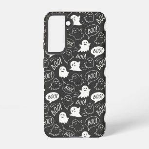 B&W Schattigee Doodle Halloween Patroon Samsung Galaxy Hoesje
