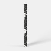 B&W Schattigee Doodle Halloween Patroon Samsung Galaxy Hoesje (Rechterkant)