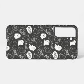 B&W Schattigee Doodle Halloween Patroon Samsung Galaxy Hoesje (Achterkant horizontaal)