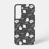 B&W Schattigee Doodle Halloween Patroon Samsung Galaxy Hoesje (Achterkant)