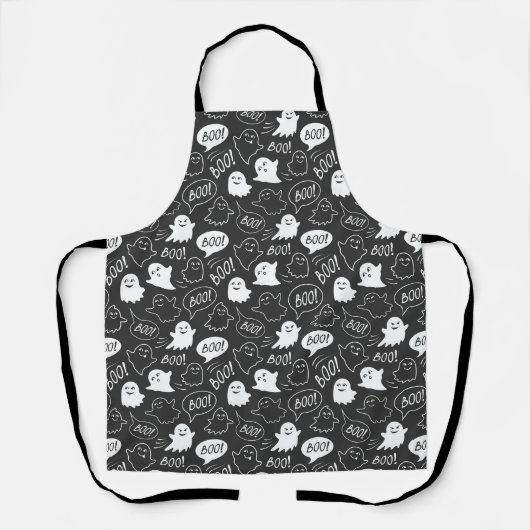 B&W Schattigee Doodle Halloween Patroon Schort (Voorkant)