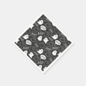 B&W Schattigee Doodle Halloween Patroon Servet (Hoek)