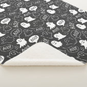 B&W Schattigee Doodle Halloween Patroon Sherpa Deken (3/4)