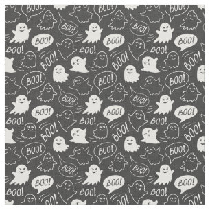 B&W Schattigee Doodle Halloween Patroon Stof